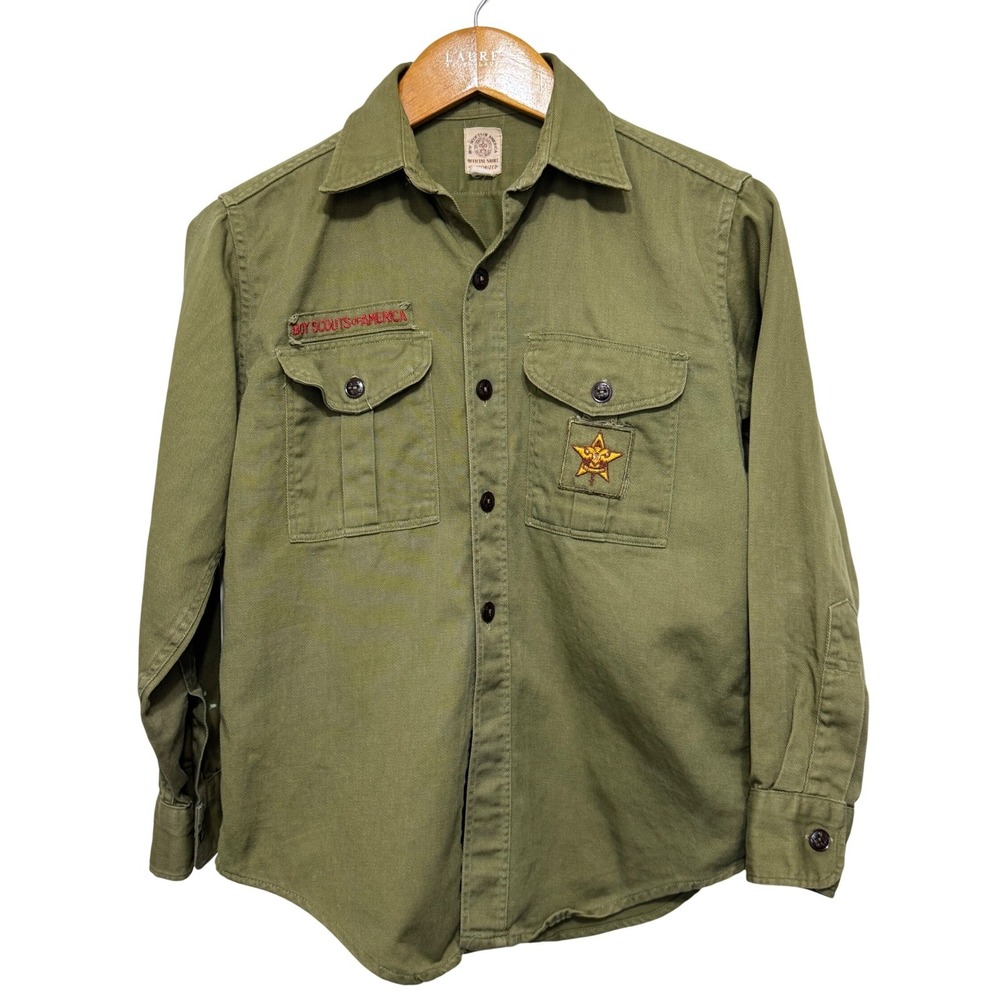 Vintage Boy Scouts‎ of America Long Sleeve Green Shirt Youth
